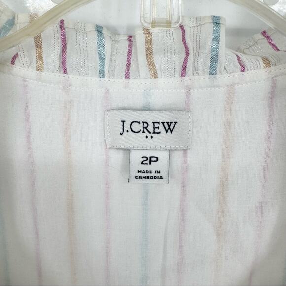 J.Crew Shimmer Tie Front Hamptons Classic Midi Shirt Dress Metallic Rainbow 2P - Picture 9 of 13